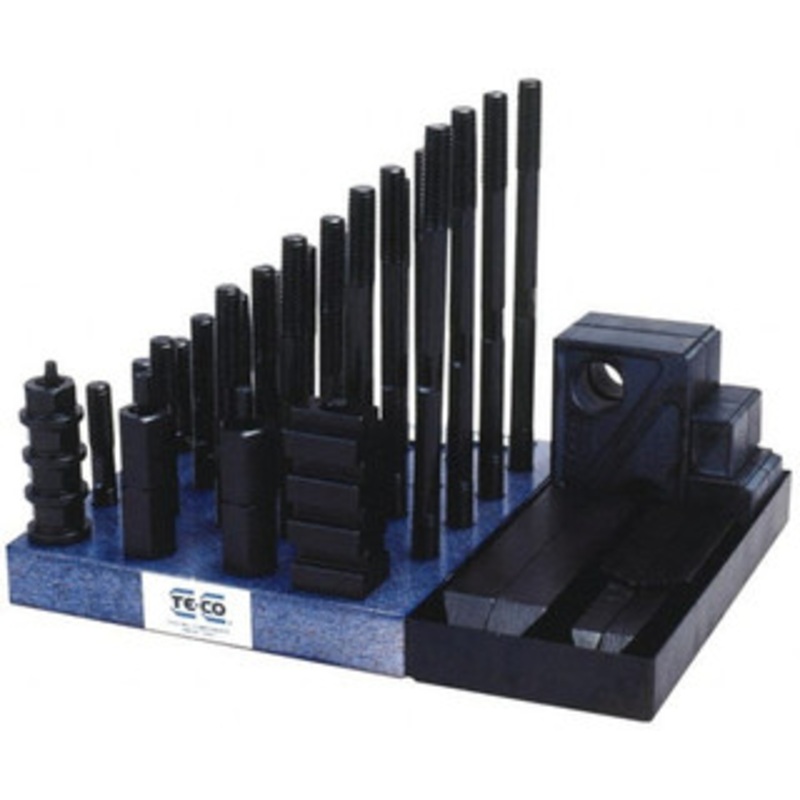 TE-CO 50 Piece Fixturing Step Block & Clamp Set with 1-1/2 Step Block, 7/8 T-Slot, 3/4-10 Stud Thread 1-1/2 Nut Width, 3, 4, 5, 6, 7 & 8 Stud Lengths 20218 – 06945174