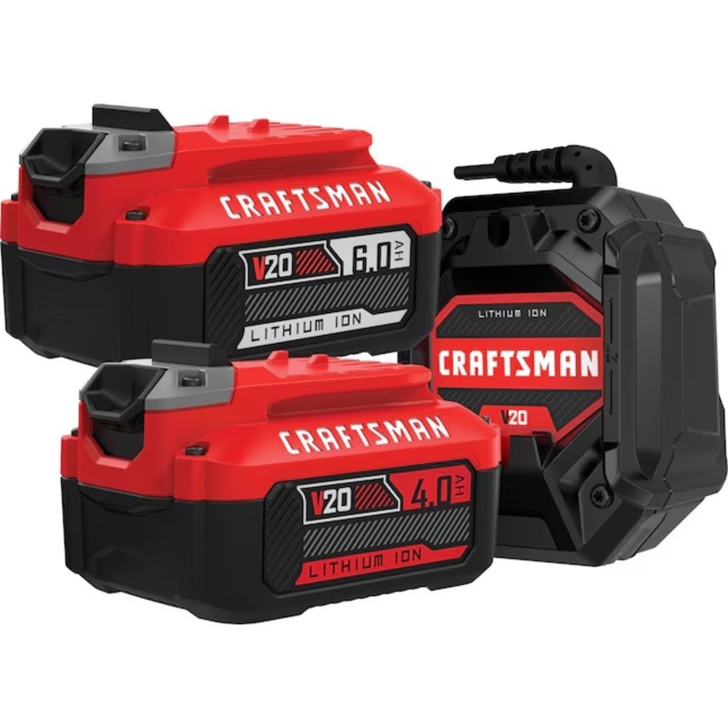 CRAFTSMAN CMCB2046-CK V20 20-V 2-Pack Lithium-ion Battery and Charger (4 Ah and 6 Ah) | Bigbigmart.com