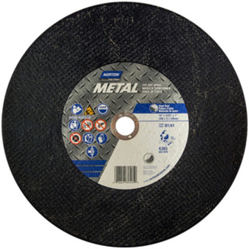 Norton 14 x 7/64, 1 Hole 36 Grit Aluminum Oxide Cutoff Wheel Very Coarse, Reinforced, 4,365 Max RPM, Use with Chop Saws 07660789405 – 06115968
