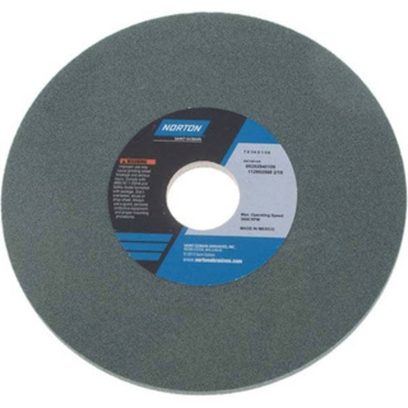 Norton 7 Diam x 1-1/4 Hole x 1/4 Thick, I Hardness, 100 Grit Surface Grinding Wheel Silicon Carbide, Type 1, Fine Grade, 3,600 Max RPM, Vitrified Bond, No Recess 66252940109 – 01917053
