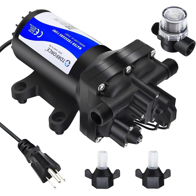 TDRFORCE Fresh Water Booster Pump – 5.5GPM, 75 PSI, Self Priming, Diaphragm, Washdown & Inline for Boats & Garden Hose | Bigbigmart.com