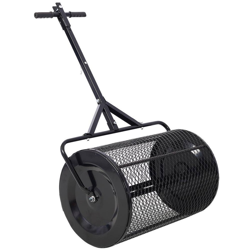 AUTMOON W46555824 36 in. Black Metal Handle Peat Moss Compost Spreader | Bigbigmart.com