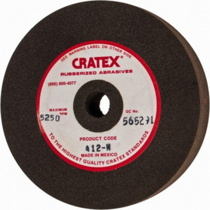 Cratex 4 Diam x 1/2 Hole x 3/4 Thick, Surface Grinding Wheel Silicon Carbide, Medium Grade, 5,250 Max RPM, Rubber Bond, No Recess 412M – 05086657