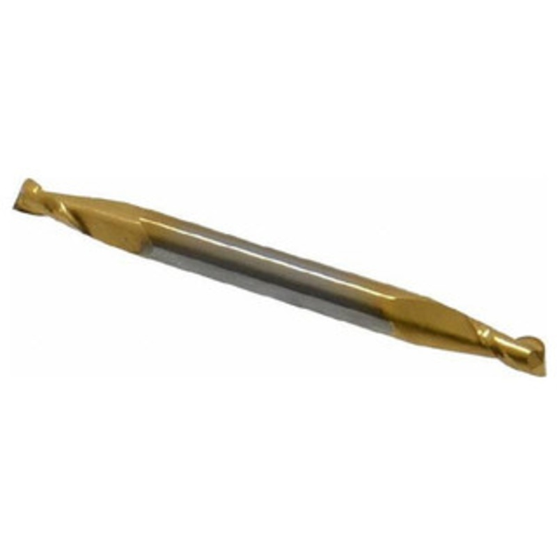 Atrax 2-Flute TiN Coated Centercutting Double End Mill, 3/32 Mill Dia., 1/8 Shank Dia., 3/16 LOC – 45-287-0