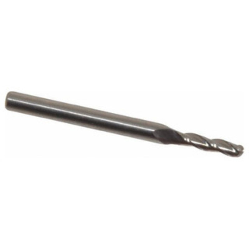 Atrax 3-Flute Centercutting Ball Single End Mill, 3/32 Mill Dia., 1/8 Shank Dia., 5/16 LOC – 45-549-3