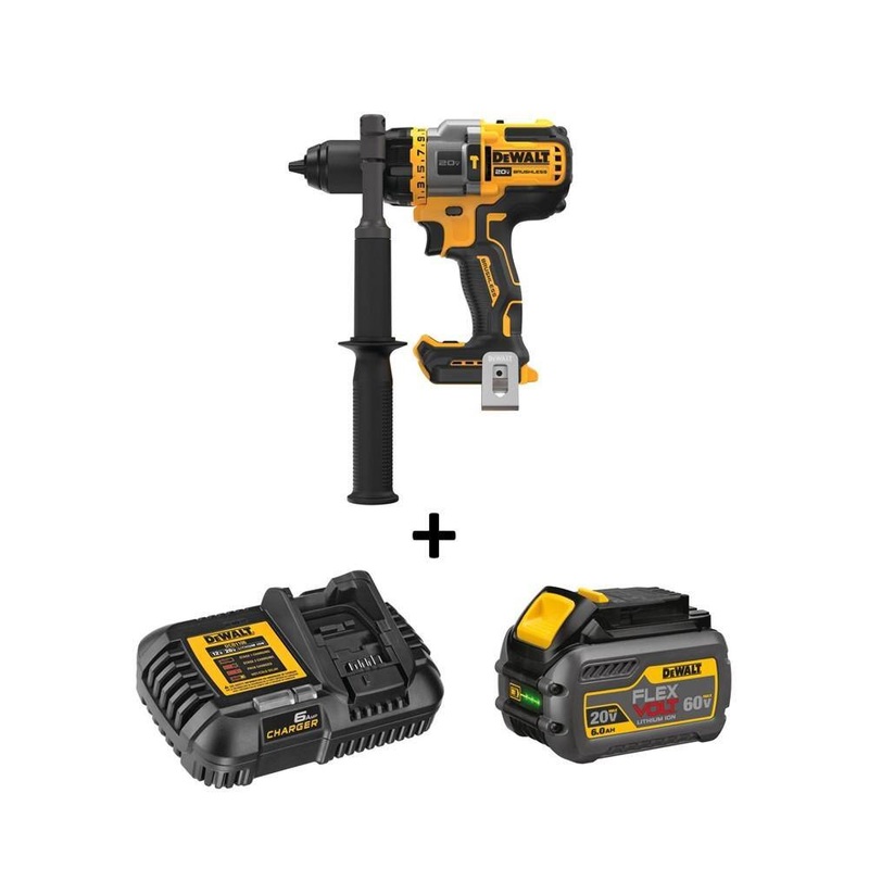 DEWALT DCD999BW606C 20V MAX Cordless Brushless 1/2 in. Hammer Drill/Driver with FLEXVOLT ADVANTAGE and (1) FLEXVOLT 6.0Ah Battery Kit | Bigbigmart.com