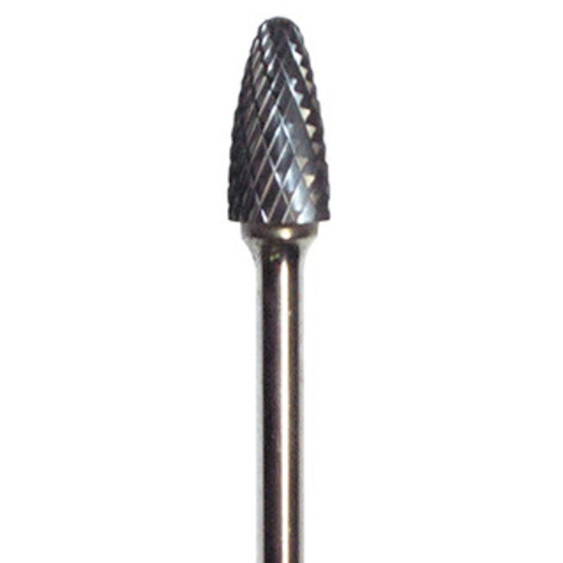 Grobet USA Carbide Tree Radius Bear Bur SF6, 5/8 x 1 with 1/4 shank – 32-711SY