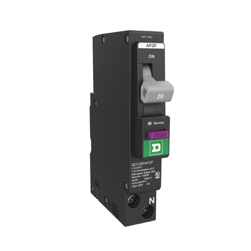 Square D QO120PAFGFC QO 20 Amp 120-Volt Single-Pole Plug-On Neutral Dual Function (CAFCI and GFCI) Circuit Breaker | Bigbigmart.com