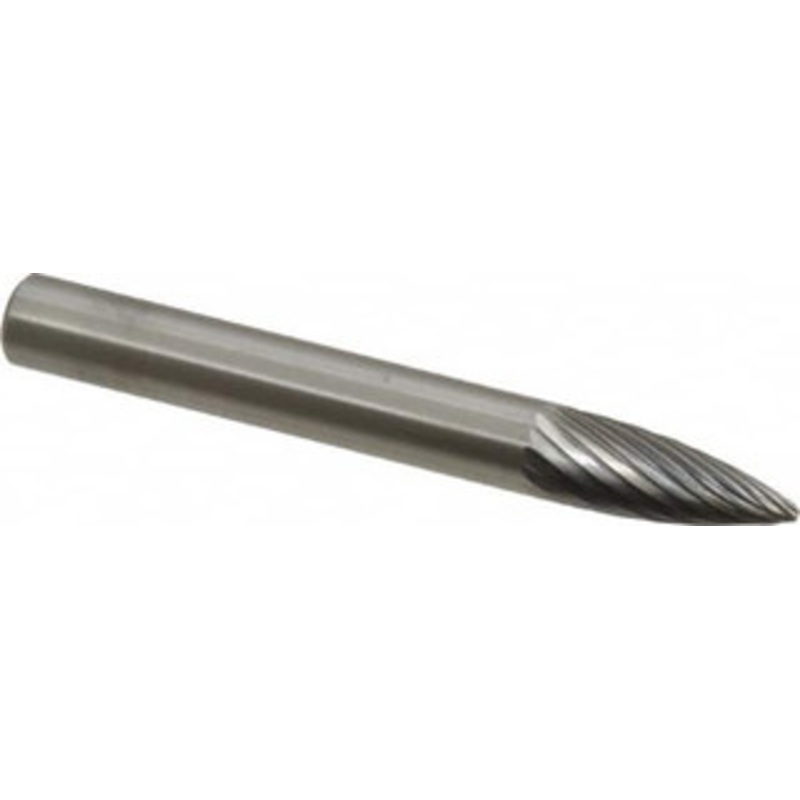 Made in USA 1/4 Cut Diam, 6mm Shank Diam, Carbide Single Cut Tree Burr Point End, 2 OAL, 5/8 LOC SG-1MM-SC – 00468520
