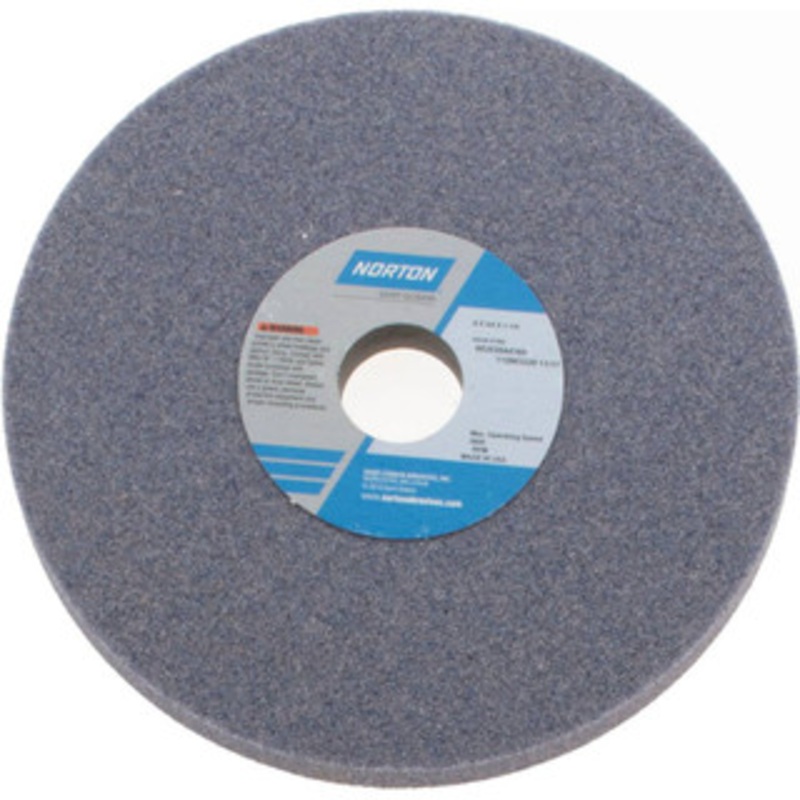 Norton 8 Diam x 1-1/4 Hole x 3/4 Thick, K Hardness, 46 Grit Surface Grinding Wheel Aluminum Oxide, Type 1, Coarse Grade, 3,600 Max RPM, Vitrified Bond, No Recess 66253044165 – 05977392