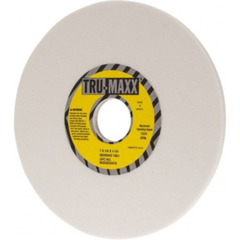Tru-Maxx 7 Diam x 1-1/4 Hole x 1/4 Thick, I Hardness, 100 Grit Surface Grinding Wheel Aluminum Oxide, Type 1, Fine Grade, 3,600 Max RPM, Vitrified Bond, No Recess 66253255479 – 06293443