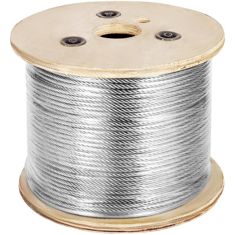 VEVOR 500 ft. x 3/16 in. Cable Railing Kit 3700 lbs. Load T304 Stainless Steel Wire Rope Winch with 7×19 Strand for Deck Stair | Bigbigmart.com