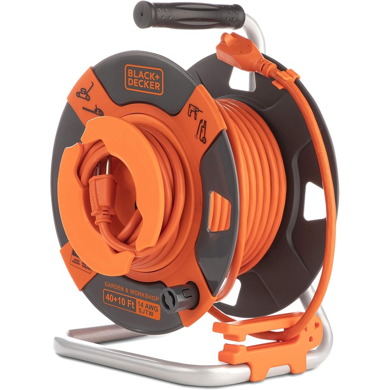 BLACK+DECKER BDXPA0064 50 ft. Retractable Extension Cord with 14 AWG Power Cable Garden and Workshop for Electric Tools | Bigbigmart.com