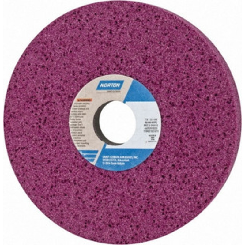 Norton 7 Diam x 1-1/4 Hole x 1 Thick, H Hardness, 46 Grit Surface Grinding Wheel Aluminum Oxide, Type 5, Coarse Grade, 3,600 Max RPM, Vitrified Bond, One-Side Recess 66252916232 – 82028853