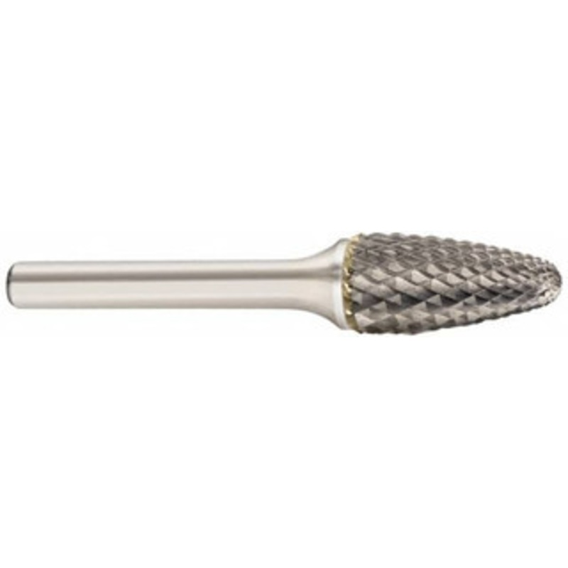 SGSPRO 5/8 Cut Diam, 3/8 Shank Diam, Carbide Double Cut Tree Burr with Radius Radius End, 3 OAL, 1 LOC, Titanium Aluminum Nitride Finish 10323 – 66741950