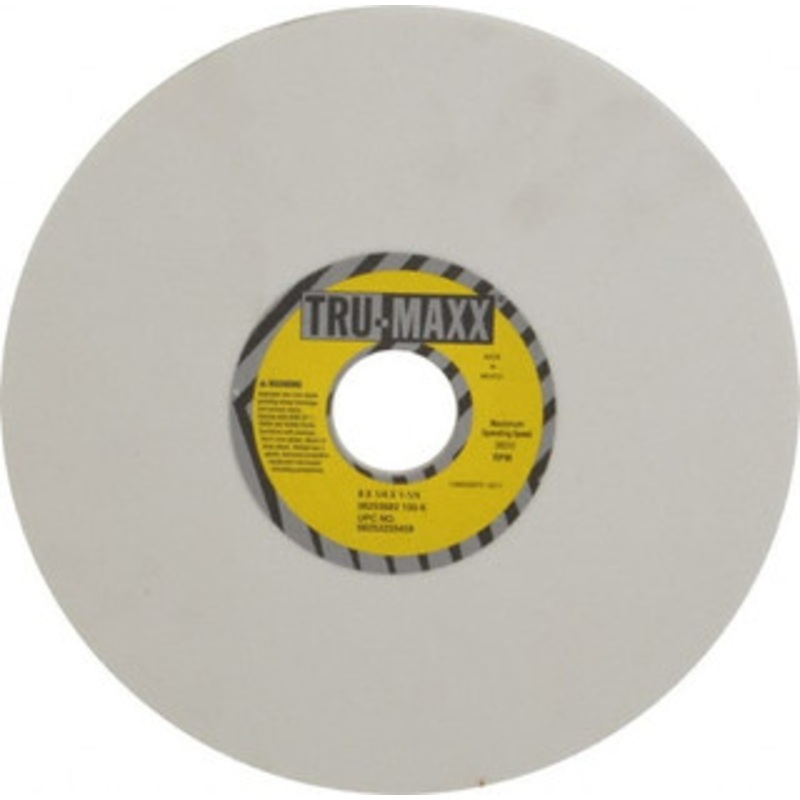 Tru-Maxx 8 Diam x 1-1/4 Hole x 1/4 Thick, K Hardness, 100 Grit Surface Grinding Wheel Aluminum Oxide, Type 1, Fine Grade, 3,600 Max RPM, Vitrified Bond, No Recess 66253255458 – 06293682
