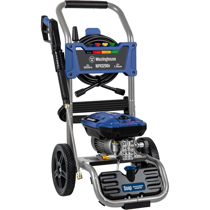 Westinghouse WPX3200e Electric Pressure Washer, 3200 PSI and 1.76 Max GPM, Induction Motor, Onboard Soap Tank, Spray Gun and Wand, 5 Nozzle Set | Bigbigmart.com