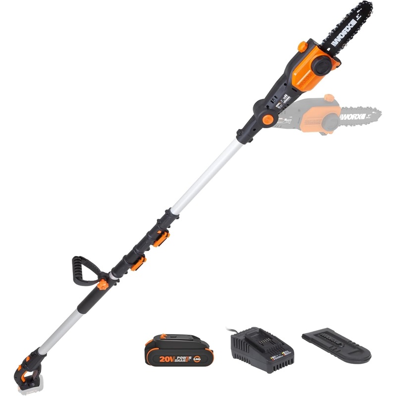 Worx Nitro 20V 8 ” cordless pole chainsaw 2.0 Ah battery and charger included WG349 | Bigbigmart.com