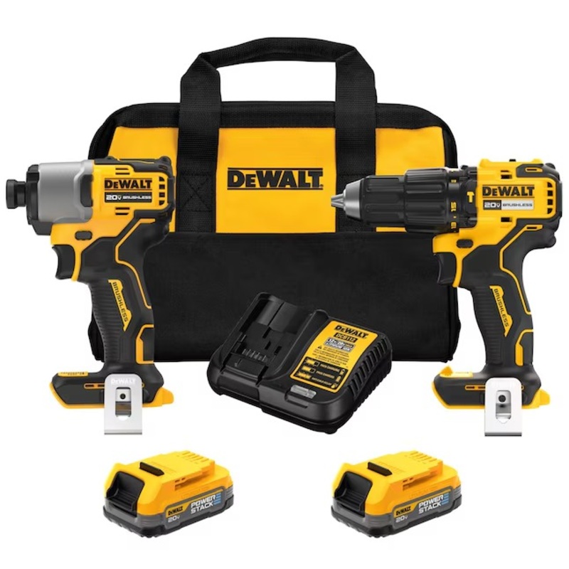 DEWALT DCK228E2 20V MAX 2-Tool Brushless Hammer Drill Power Tool Combo Kit with Soft Case (2-Batteries and Charger Included) | Bigbigmart.com